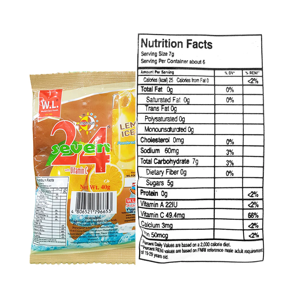 24 Seven Powdered Juice Lemon Ice Tea 40g - Image 2