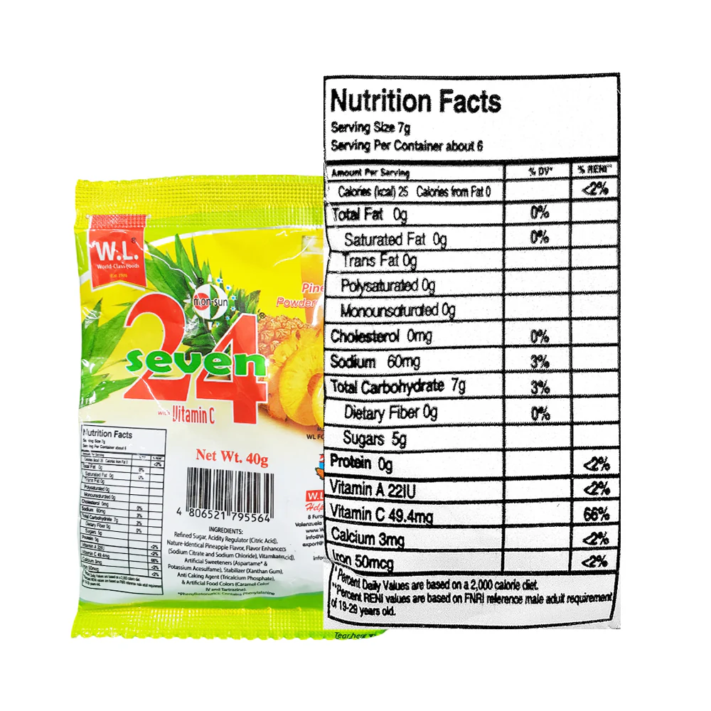 24 Seven Powdered Juice Pineapple 40g - Image 2
