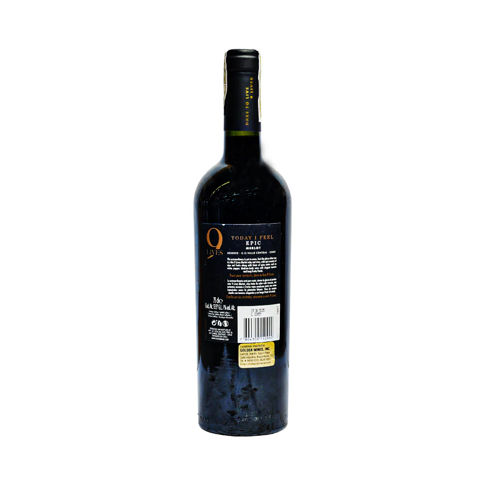 9 Lives Epic Merlot 2022 Red Wine 750ml - Image 3