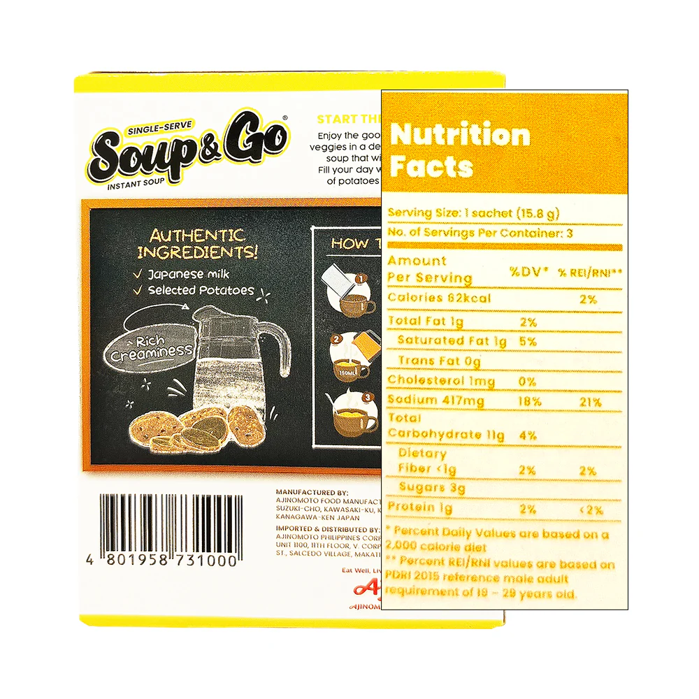 Ajinomoto Soup And Go Creamy Potato 47.4g - Image 2