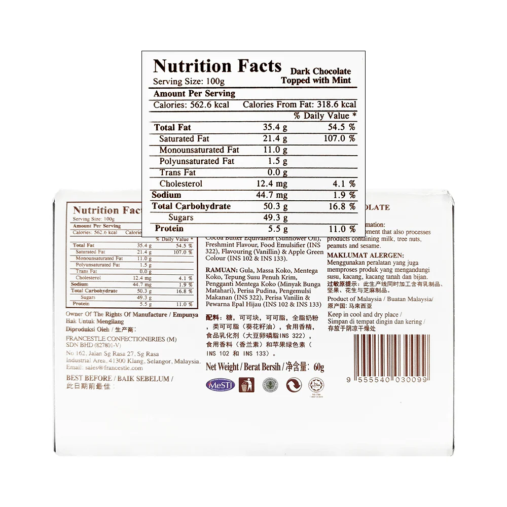 Alfredo Mint Dark Chocolate 60g - Image 2