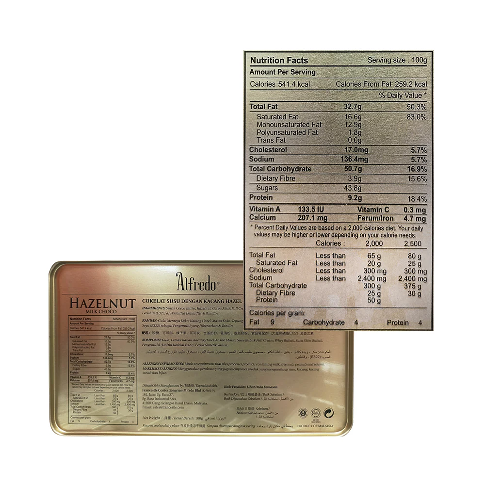 Alfredo Milk Chocolate Hazelnut Tin 180g - Image 2