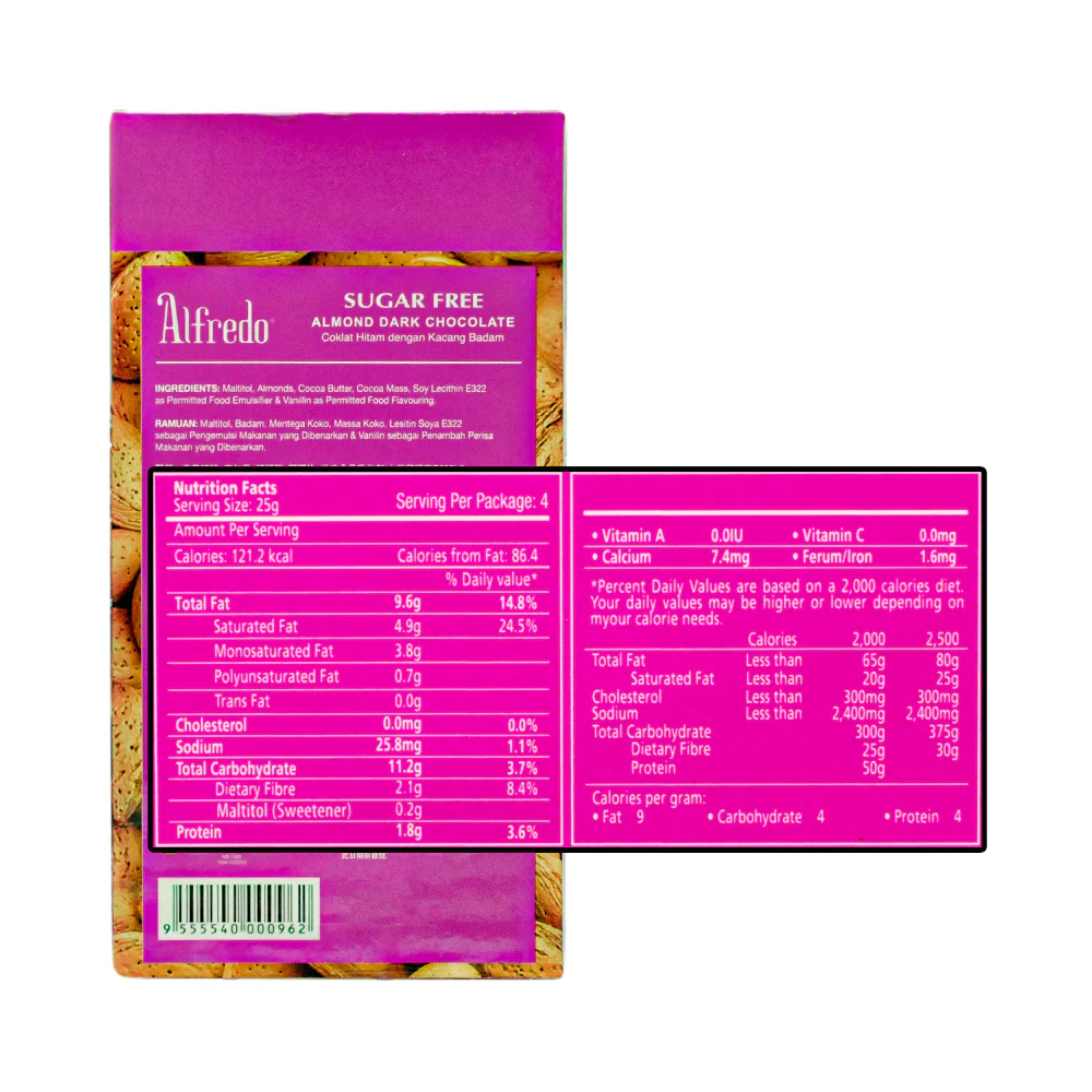 Alfredo Milk Chocolate Sugar Free Dark 100g - Image 4