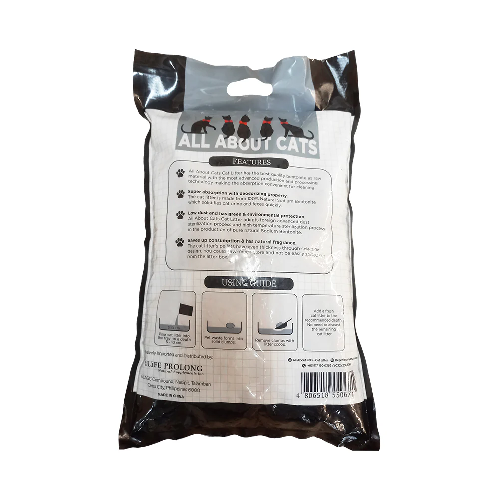 All About Cats Premium Cat Litter Bentonite Unscented Charcoal 4kg - Image 2