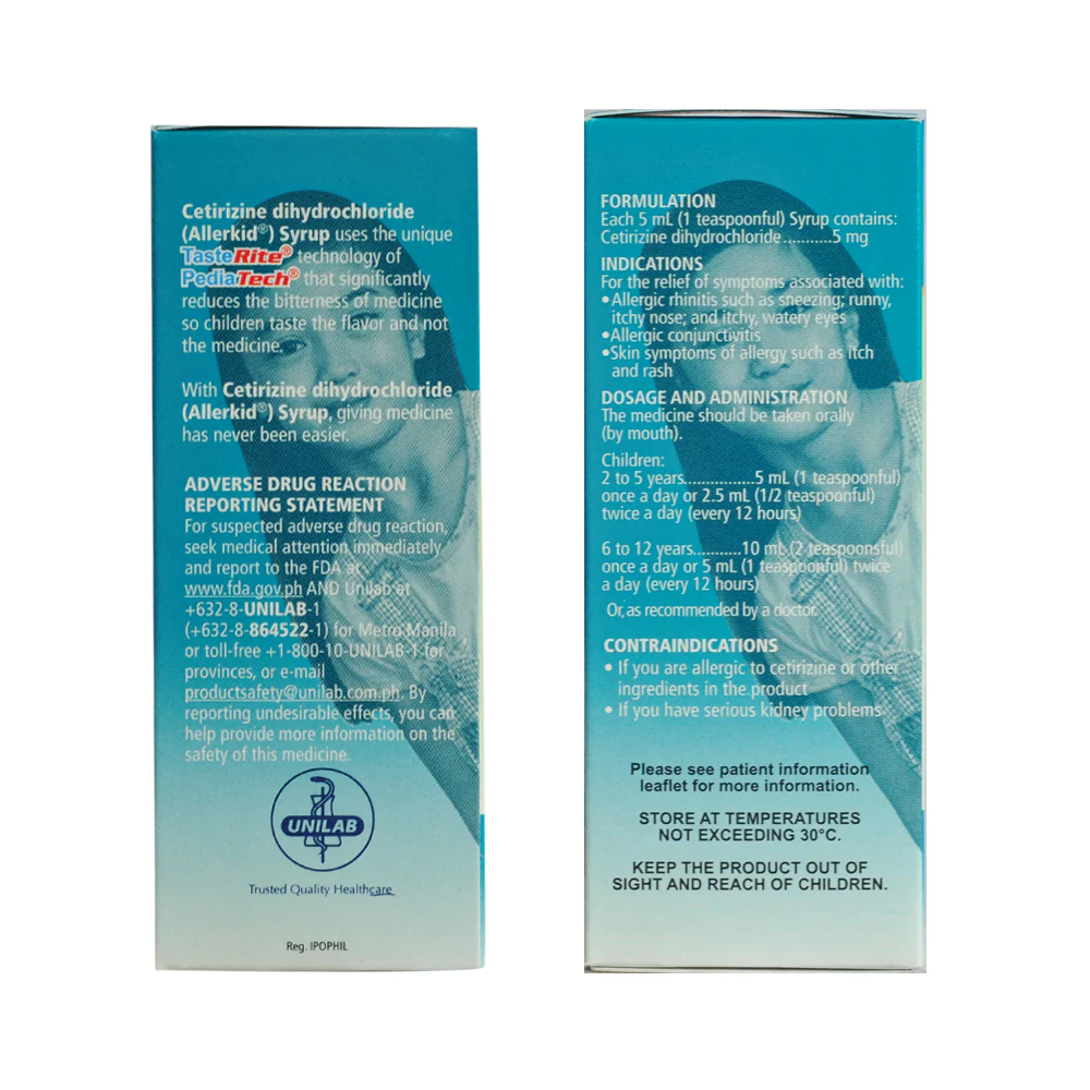Allerkid Cetirizine 5mg/5ml Syrup 60ml - Image 2