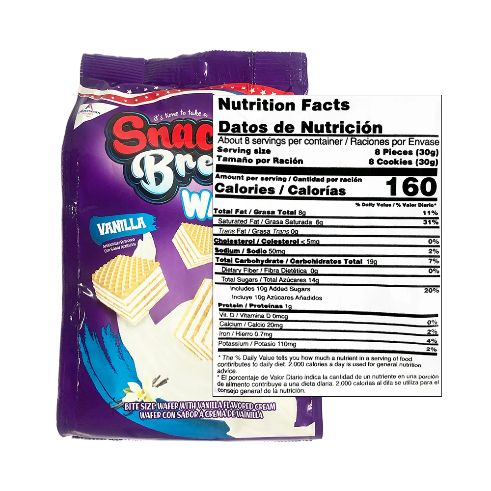 American Foods Snack Break Wafer Vanilla Bite Size 180g - Image 2