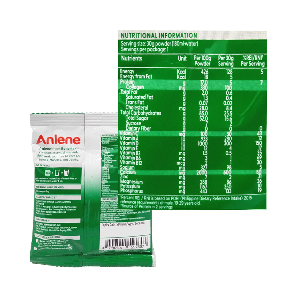 Anlene Adult Milk Powder Plain Sakto Pack 30g - Image 2