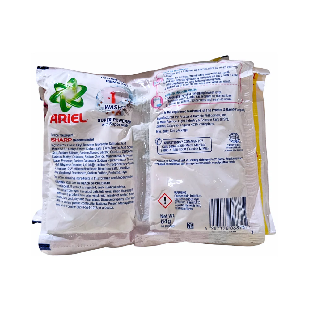 Ariel Detergent Powder With Downy Fresh Garden Bloom 64g 6's + 1 - Image 2