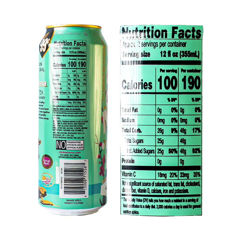 Arizona Green Tea with Ginseng and Honey 680ml - Image 3