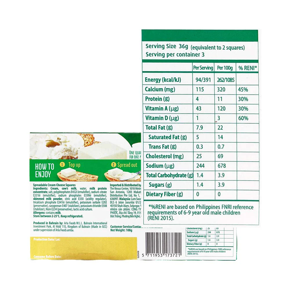 Arla Cheese Cream Cheese Squares 108g - Image 2