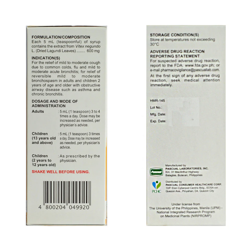 Ascof Forte Lagundi Ginger 600mg/5ml Syrup 120ml - Image 3