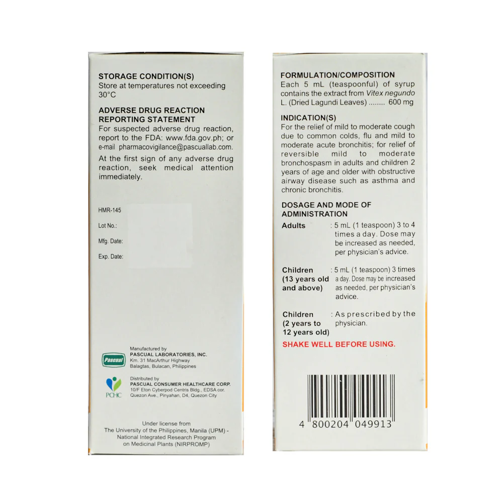 Ascof Forte Lagundi Ginger 600mg/5ml Syrup 60ml - Image 3