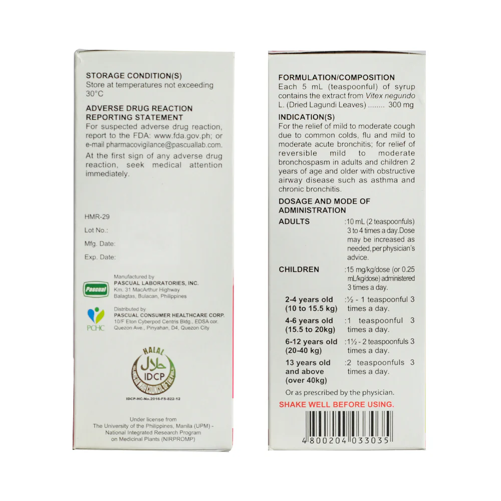 Ascof Lagundi Strawberry 300mg/5ml Syrup 120ml - Image 2