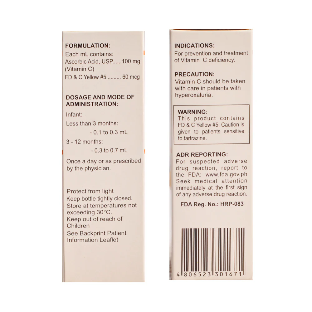 Ascorbic Acid Drops 100mg/ml Syrup 15ml - Image 2