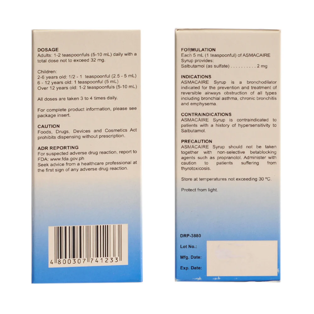 Asmacaire Salbutamol 2mg/ml Syrup 60ml - Image 3
