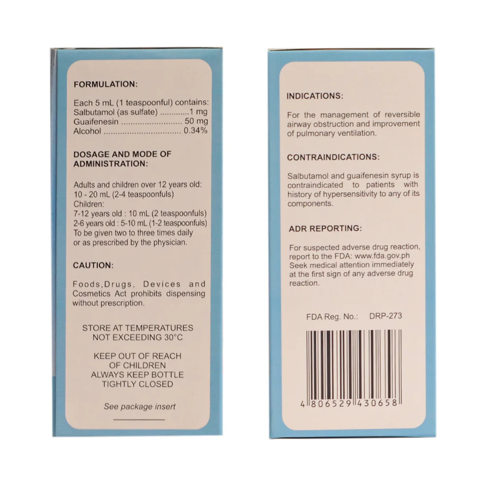 Asmair Salbutamol+Guaifenesin 1mg/50mg/5ml Syrup 60ml - Image 3