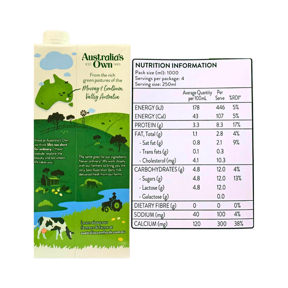 Australia's Own Low Fat Milk 1L - Image 3