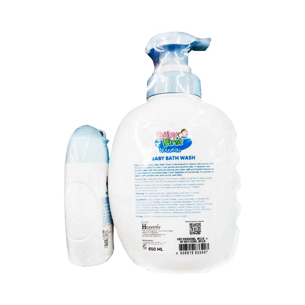 Baby First Nouveau BaBy Bath Wash Milk Scent 650ml + 110ml - Image 2