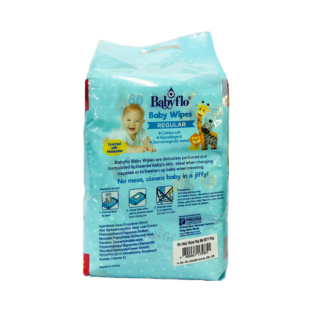 Babyflo Baby Wipes 80's x 3's - Image 2