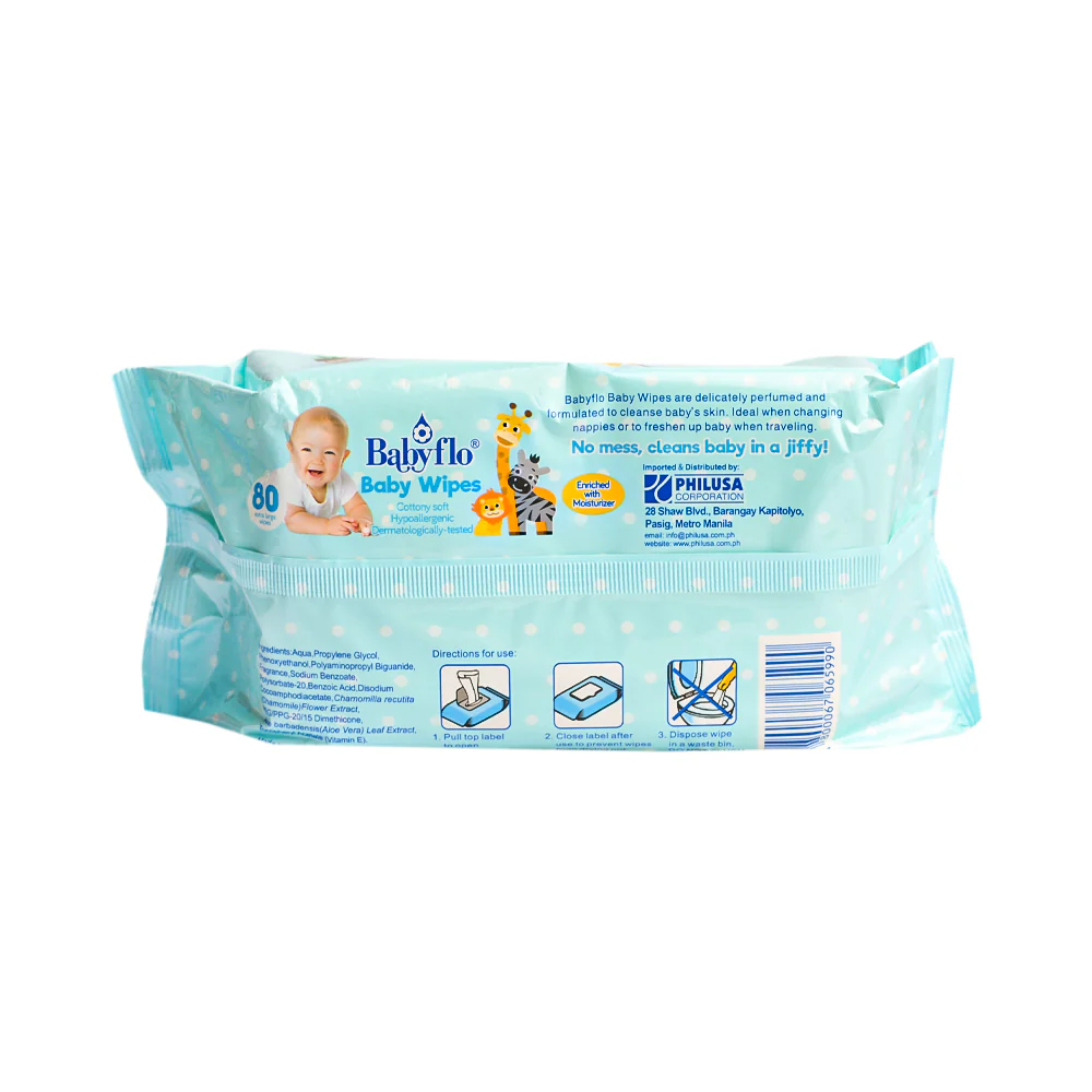 Babyflo Baby Wipes Lightly Fragranced 80's - Image 2