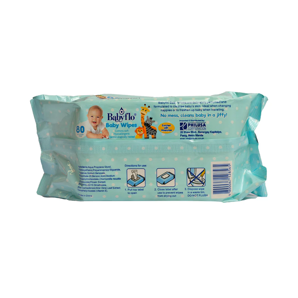 Babyflo Baby Wipes Regular With Lid 80 Sheets - Image 2