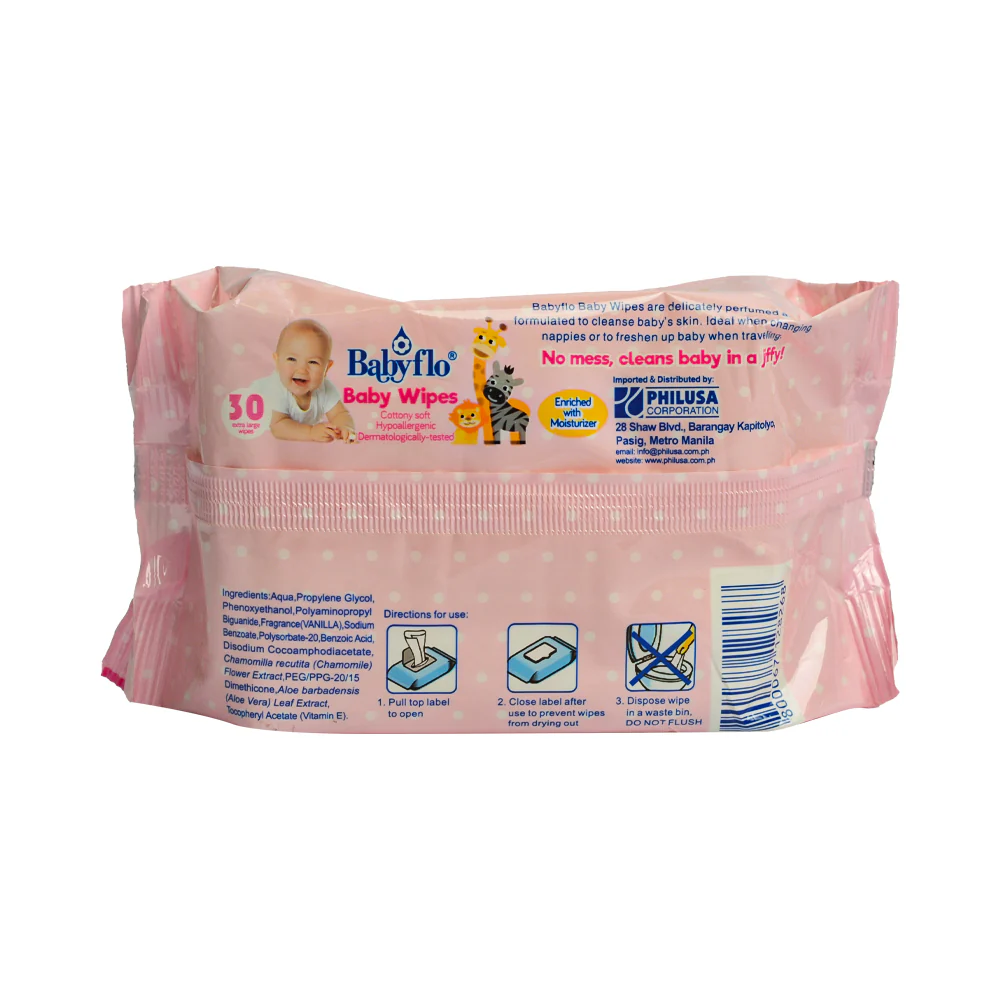 Babyflo Baby Wipes Vanilla 30's - Image 2
