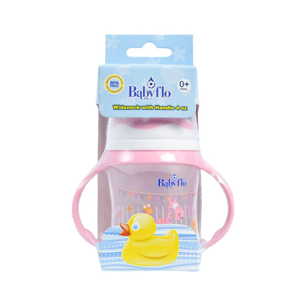 Babyflo Feeding Bottle Wide Neck With Handle 132ml (4oz) - Image 2