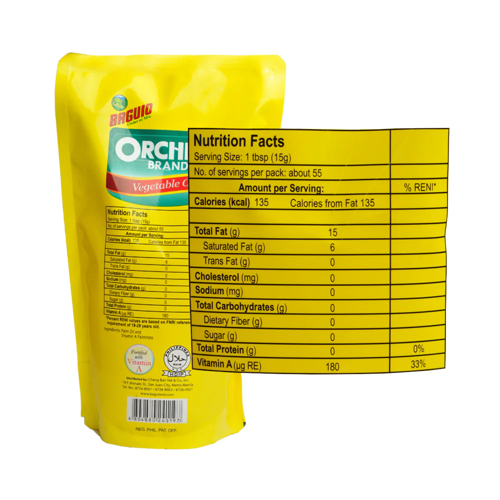 Baguio Orchids Brand Pure Vegetable Oil SUP 900ml - Image 2