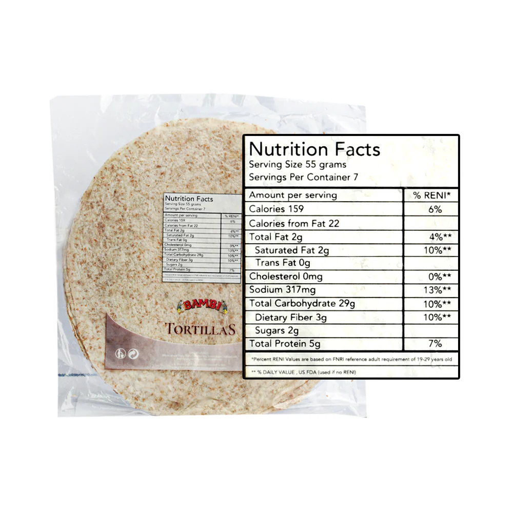 Bambi Whole Wheat Tortillas 390g 6's - Image 2