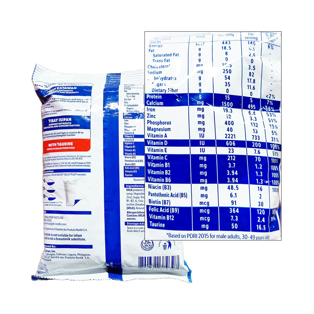Bear Brand Adult Plus Powdered Milk Drink 200g - Image 2