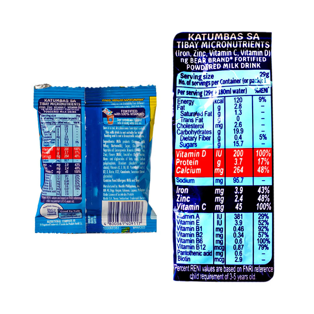 Bear Brand Fortified Chocolate Flavored Powdered Milk 29g - Image 3
