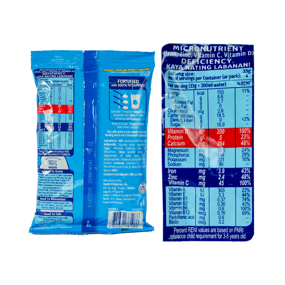 Bear Brand With Iron Powdered Milk 135g - Image 3