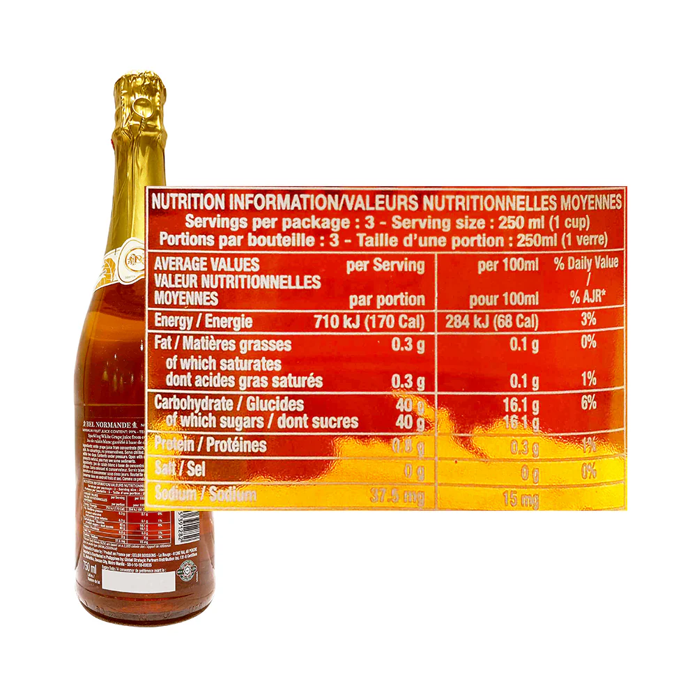 Bel Normande Sparkling Juice White Grape 750ml - Image 2