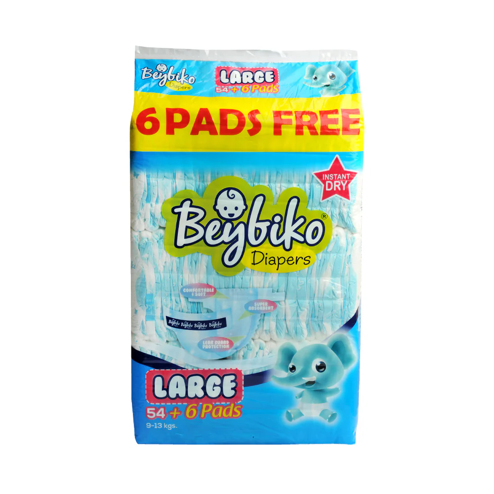 Beybiko Baby Diapers Jumbo Pack Large 54 Pads + 6's
