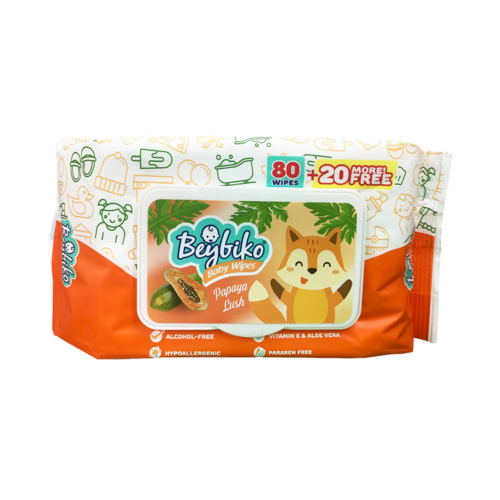 Beybiko Baby Wipes Papaya Lush 80's + 20 Sheets