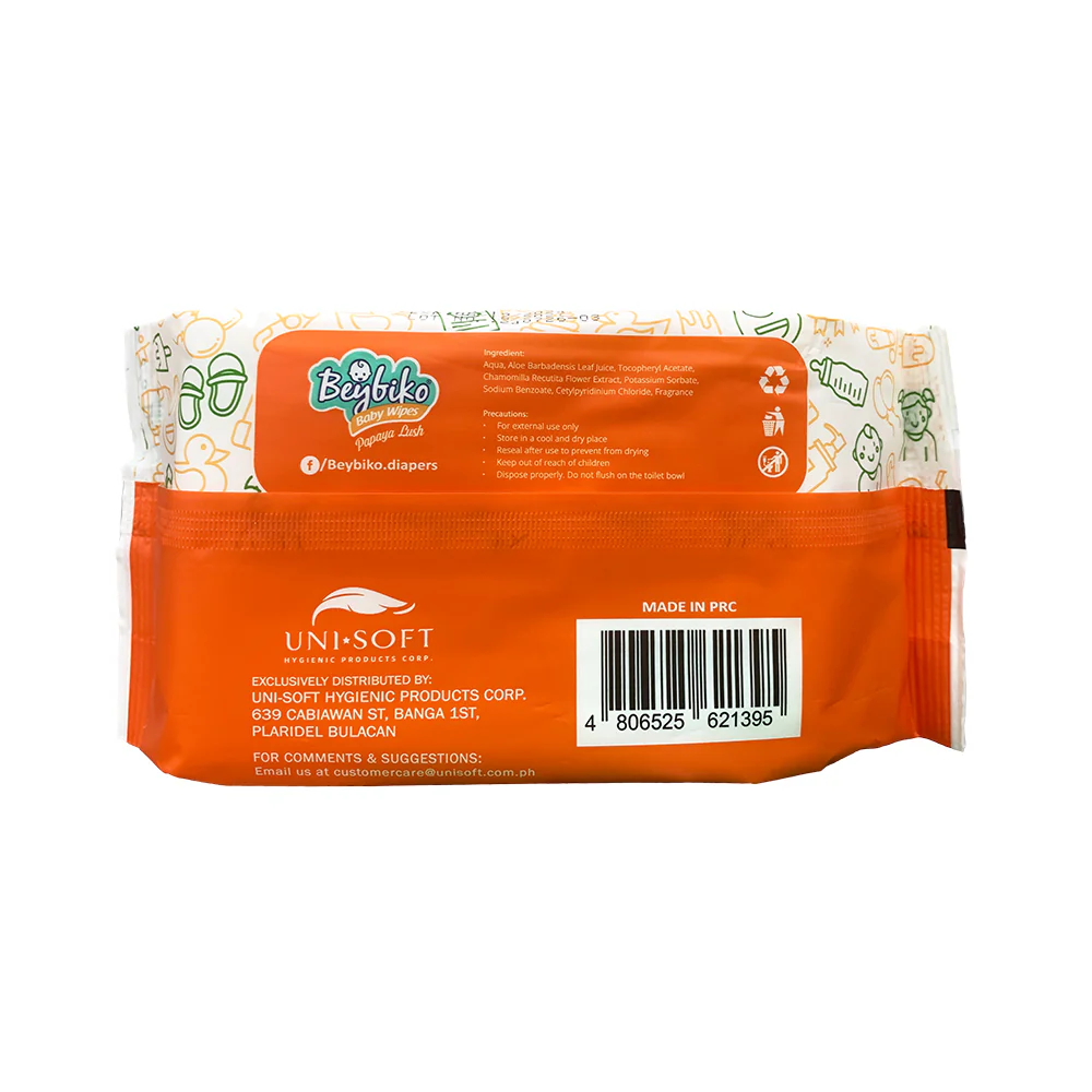 Beybiko Baby Wipes Papaya Lush 80's + 20 Sheets - Image 2