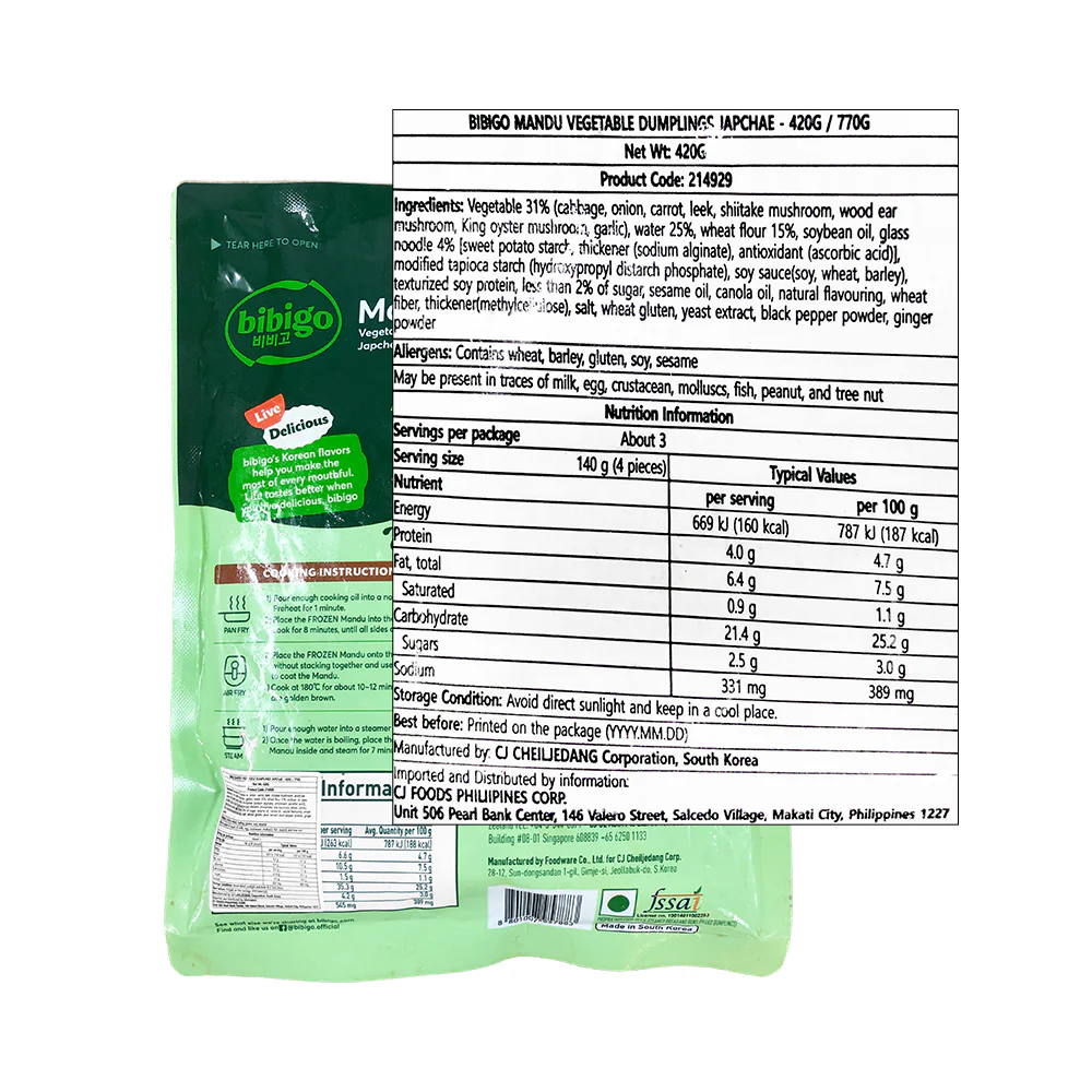 Bibigo Mandu Vegetable Dumplings 420g - Image 2