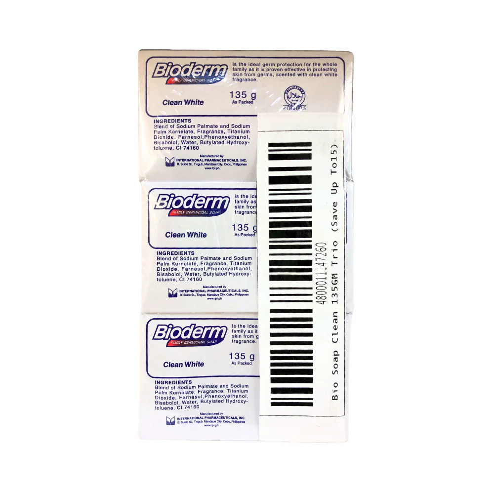 Bioderm Germicidal Soap White 135g x 3’s - Image 2