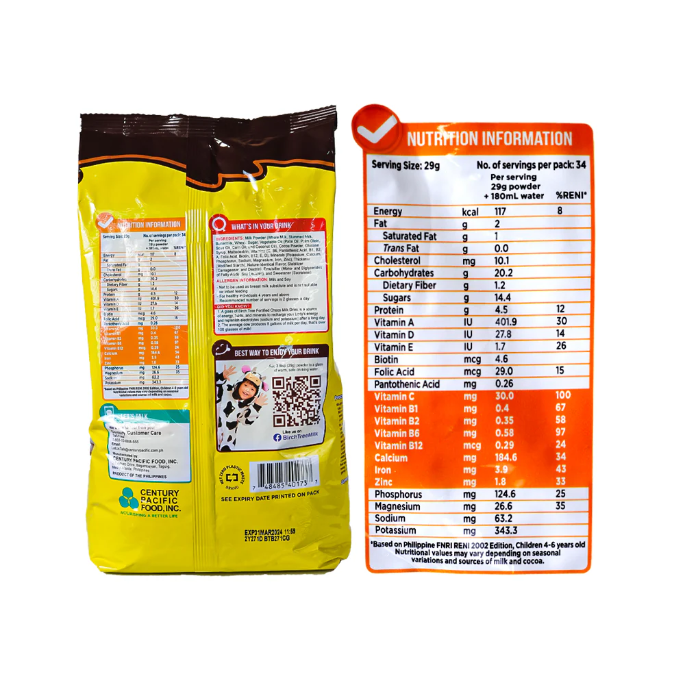 Birch Tree Fortified Powdered Chocolate Milk Drink 1kg - Image 3