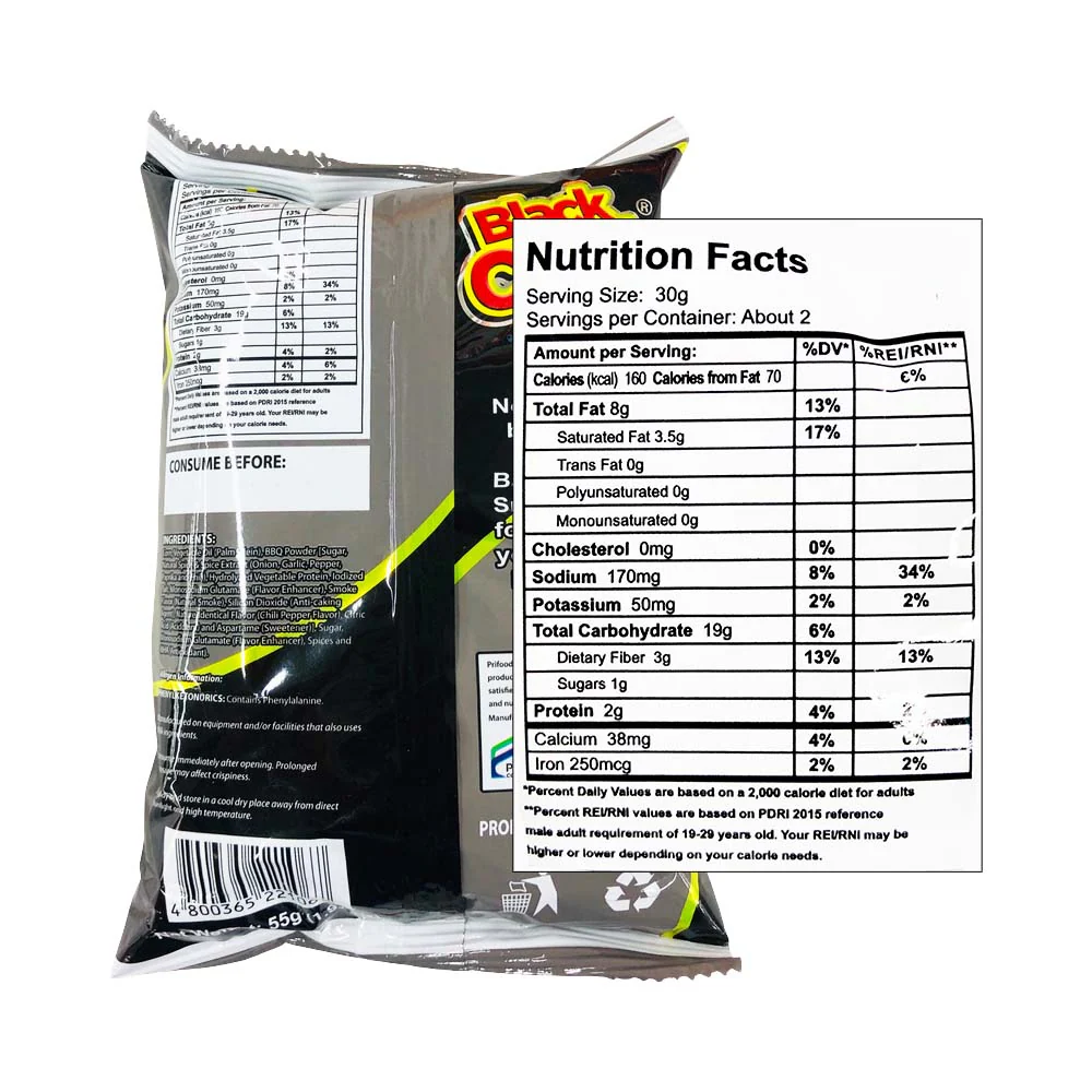 Black Chili Corn Chips BBQ Flavor 55g - Image 2