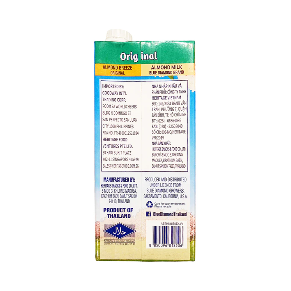 Blue Diamond Almond Breeze Milk Original 946ml (32oz) - Image 2