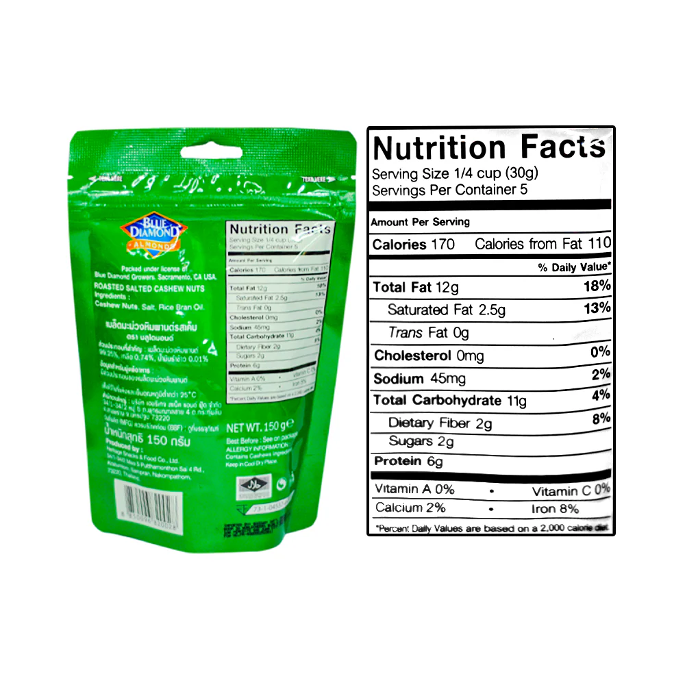 Blue Diamond Almonds Cashews Roasted Salted 150g - Image 2
