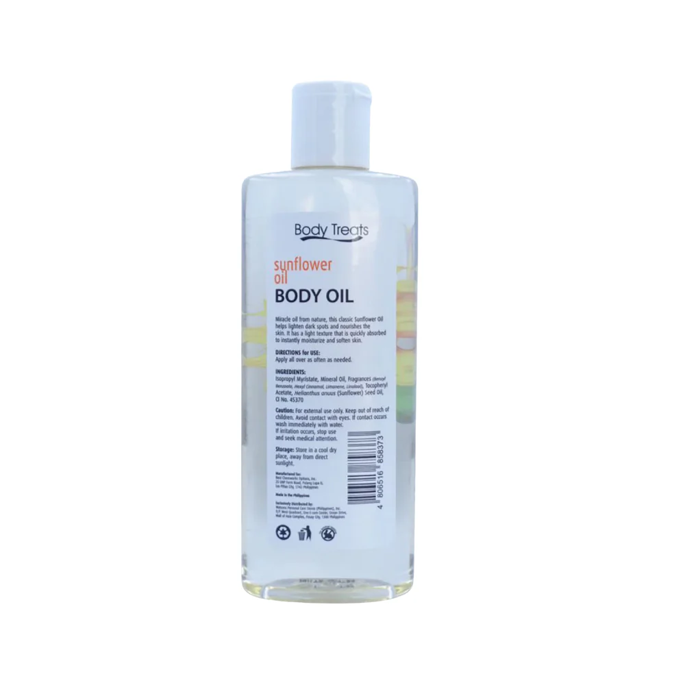 Body Treats Sunflower Oil Body Oil 250ml - Image 3