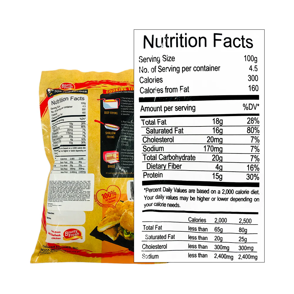 Bounty Fresh Top Toriburger Cheese and Chives 450g - Image 2