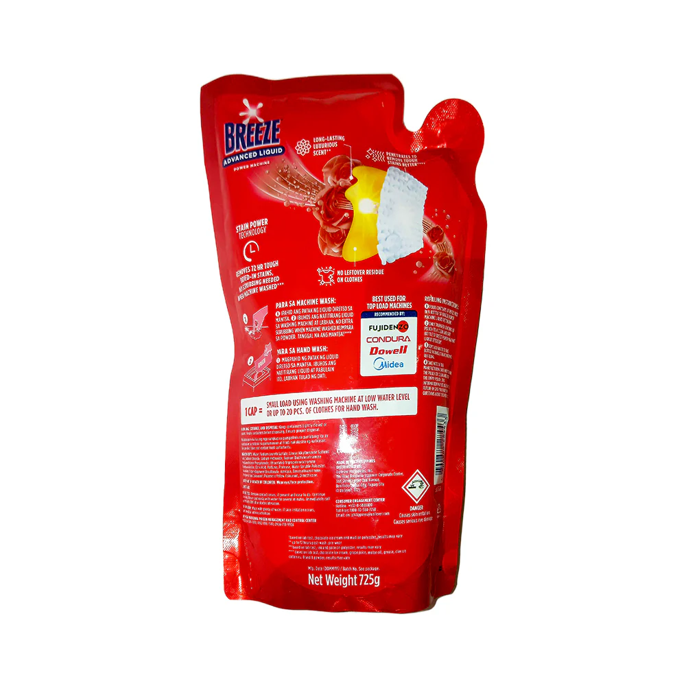 Breeze Liquid Detergent Power Machine Luxe Red 725g - Image 2