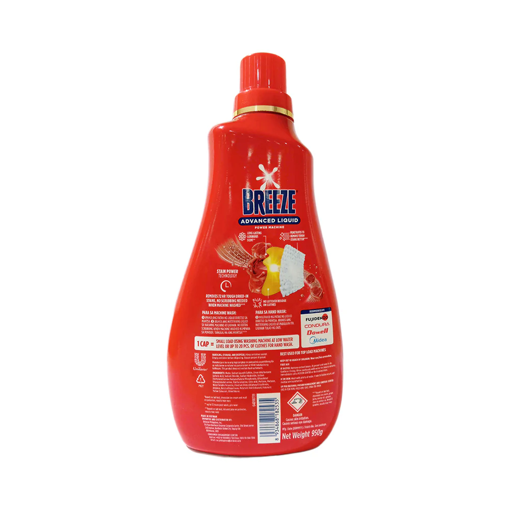 Breeze Liquid Detergent Power Machine Luxe Red 950g - Image 2