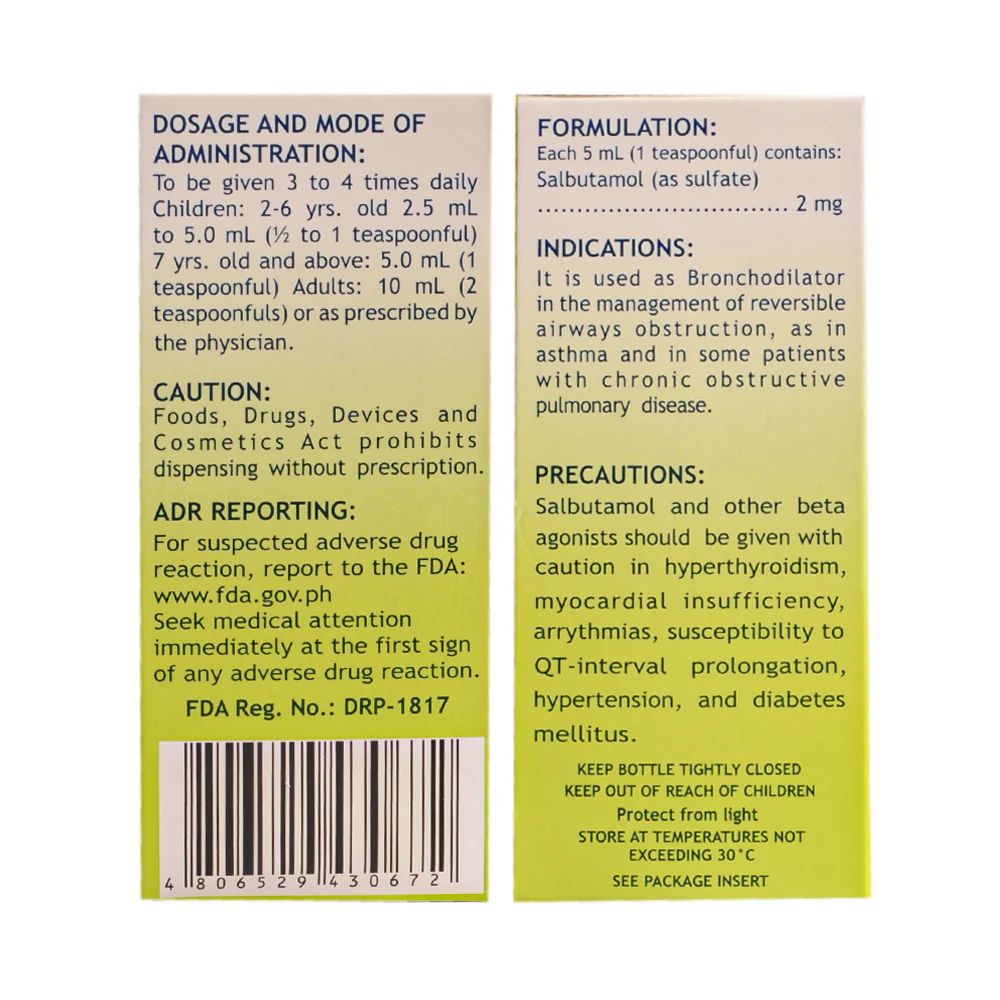 Butamol Salbutamol 2mg/5ml Syrup 60ml - Image 3