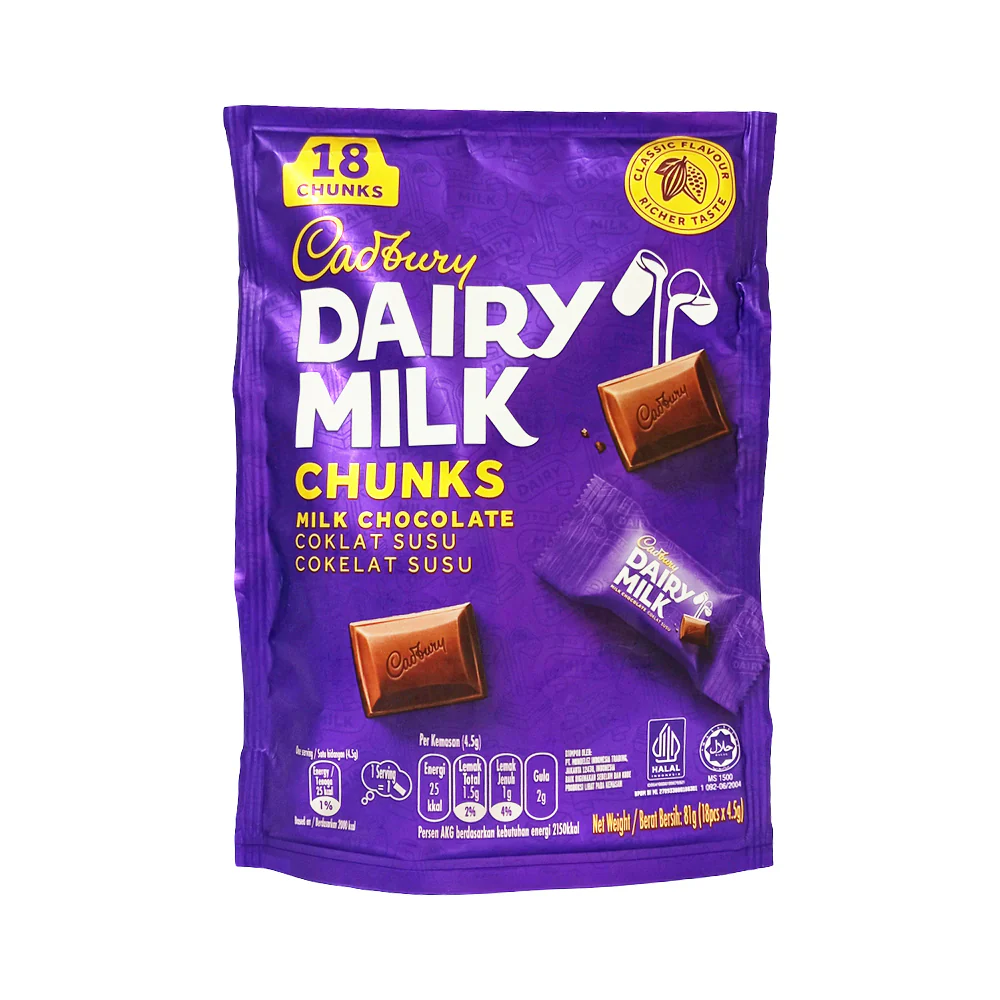 Cadbury Dairy Milk Chocolate 18 Chunks 81g