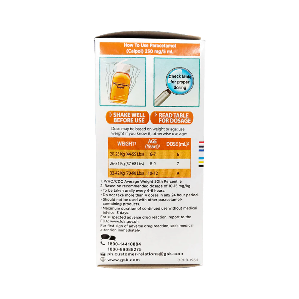 Calpol Paracetamol 250mg/5ml Suspension 100ml - Image 2