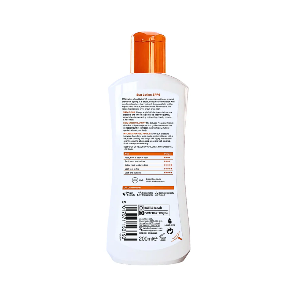 Calypso Sun Sun Lotion 12h Moisturisation SPF 6 200ml - Image 3